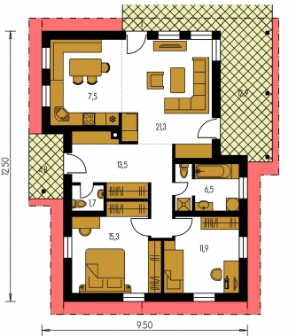 Floor plan of ground floor - BUNGALOW 111